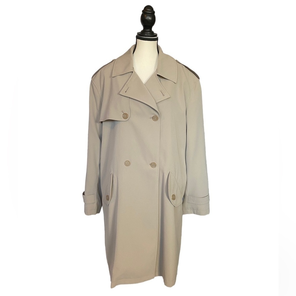 Preston & York trench coat double breasted tartan plaid liner size 12